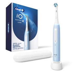 Oral-B iO Series 4 Compact Head Rechargeable Electric Toothbrush, Icy Blue, for Adults & Children 3+