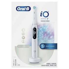 Oral-B iO Series 7 Electric Toothbrush, 2 Brush Heads, White Alabaster, for Adults and Children 3+