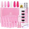 Makartt Pink Poly Nail Gel Kit, Nail Extension Gel Kit Nail Enhancement Gel with Slip Solution & LED UV Nail Lamp Base Top Coat