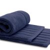 Luxury Bath Mat Floor Towel Set 2 Pack Absorbent Cotton Hotel Spa Shower Bathtub Mats 22 x34 in Navy Blue