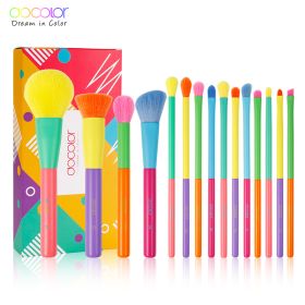 Docolor Colorful Makeup brushes set Cosmetic Foundation Powder Blush Eyeshadow Face Kabuki Blending Make up Brushes Beauty Tool (Handle Color: 15pcs makeup brush)