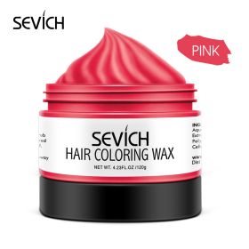 Sevich 10 colors Hair color wax Strong And Hold Unisex Hair Wax Black Color Hair Clay Temporary Hair Dye For Hair Styling (Color: Pink)