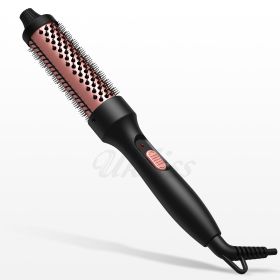 Thermal Brush, Heated Round Brush, 1 1/2 inch Thermal Round Brush Curling Iron Brush for Short Long Hair Hair Curling Brush (Color: black)