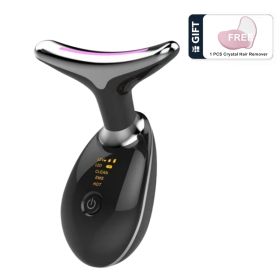 Face Massager Anti-Wrinkle Face Device 3 Modes 45°C Neck Lifting Massagers LED High Frequency Beauty Instrumen EMS Face Massage for Women (Color: black)