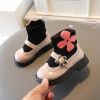 Flower Embroidery Girls Socks Shoes 2022 Early Autumn Baby Princess Ankle Boots Student Non-slip Beauty Little Girl Shoes F08014